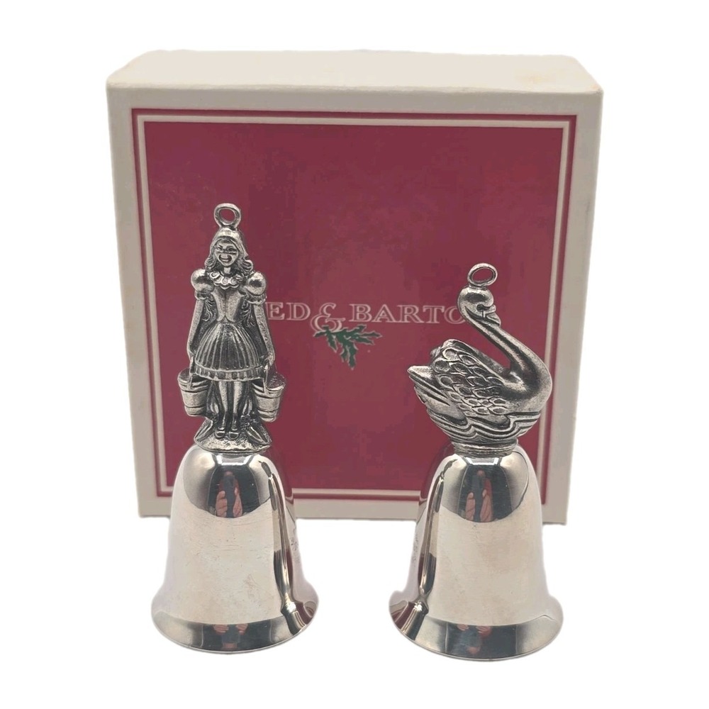 Reed & Barton 12 Days of Christmas Bells Set Maid & Geese Silver Plated U251